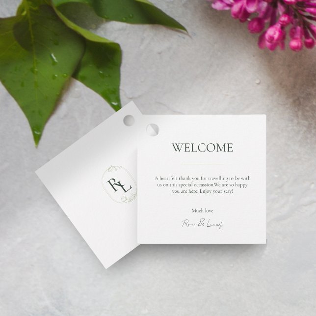 Minimal Monogram Welcome Wedding Favour Tag (Creator Uploaded)