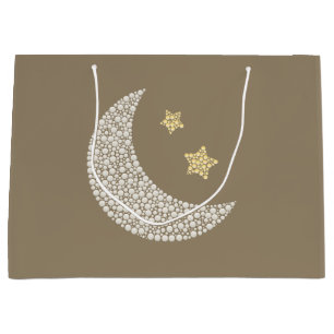 Minimal Moon & Gold Stars Celestial Large Gift bag