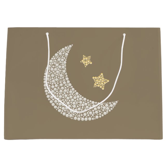 Minimal Moon & Gold Stars Celestial Large Gift bag (Front)