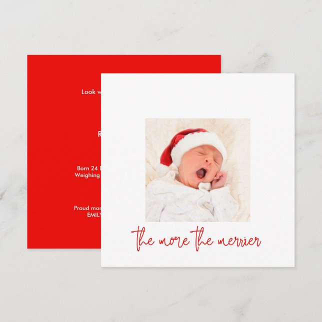 Minimal More The Merrier Photo Holiday Birth Baby (Front/Back)