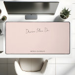 Minimal Motivational Dream Plan Do Script Pink Desk Mat<br><div class="desc">Introducing our personalized desk mat, where minimalism meets motivation. Crafted for the ambitious individual, this mat is a fusion of style and inspiration. At its centre, the empowering mantra "Dream. Plan. Do." is beautifully scripted in a modern font, serving as a daily nudge towards your goals. Paired with this, your...</div>