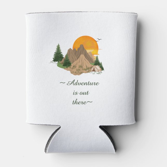 Minimal Mountain Adventure Can Cooler (Front)
