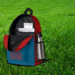 Minimal Mountain Art Hiking  blue red  Backpack<br><div class="desc">This blue hiking backpack with striking red side panels is designed for hikers who prefer their gear practical, expressive, and slightly ironic. The deep blue body creates a clean, versatile base, while the red side sections add energy and a sense of motion inspired by outdoor adventure. On the front pocket,...</div>