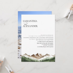 Minimal Mountain Wedding Invitation
