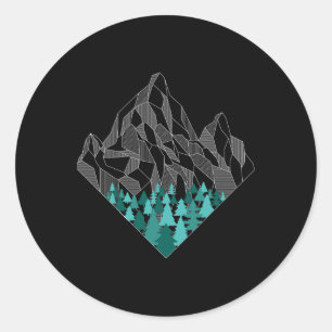 Minimal Mountains Geometry Outdoor Hiking Nature  Classic Round Sticker