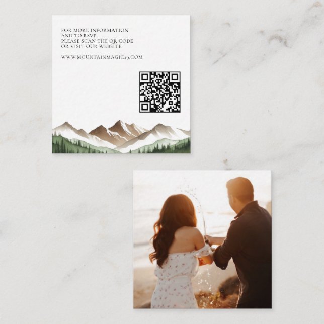 Minimal Mountains Photo QR Code Enclosure Card (Front/Back)