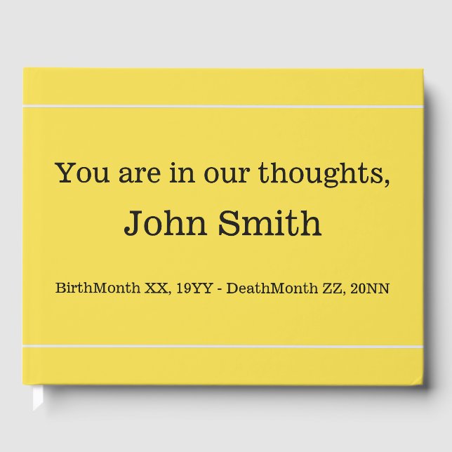 Minimal & Mournful Funeral Guestbook (Front)