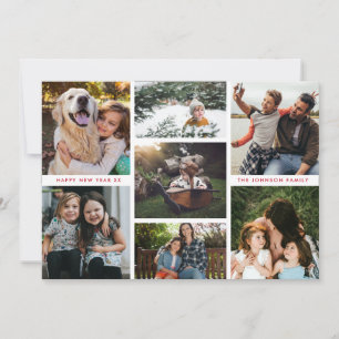 Minimal Multiphoto Simple Family Photo Collage Holiday Card