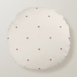 Minimal Mushroom Pattern Pillow – Light / Round