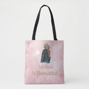Minimal Muslimah Aesthetic Typography Design Tote Bag