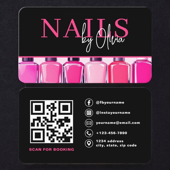 Minimal Nail Artist QR Code Business Card (Creator Uploaded)