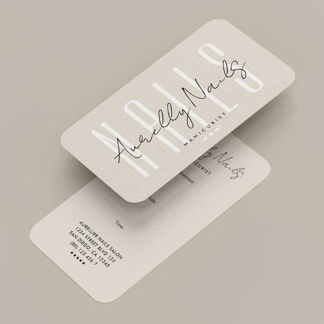 Minimal Nail Tech Manicurist Sand Appointment  Business Card (Minimal Nail Tech Manicurist Sand Appointment Business Card
)