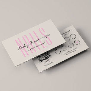 Minimal Nail Technician Pink Sand Rewards Loyalty Card