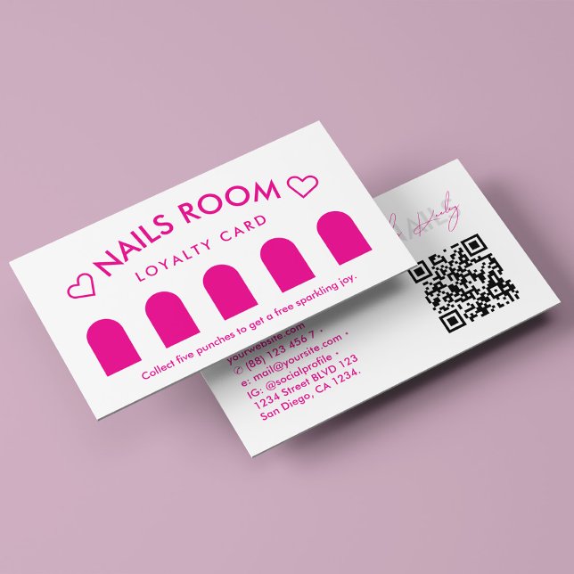Minimal Nail Therapist Spa Pink Loyalty Business Card (Minimal Nail Therapist Spa Pink Loyalty Business Card
)