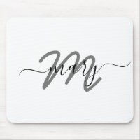 Minimal Name Monogram White Grey Grey
