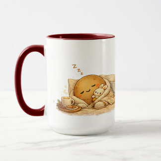 Minimal Napping Potato Soft Brown Line Art Mug