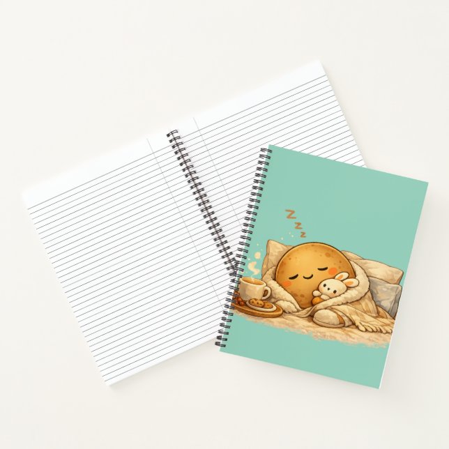 Minimal Napping Potato Soft Brown Line Art Notebook (Inside)