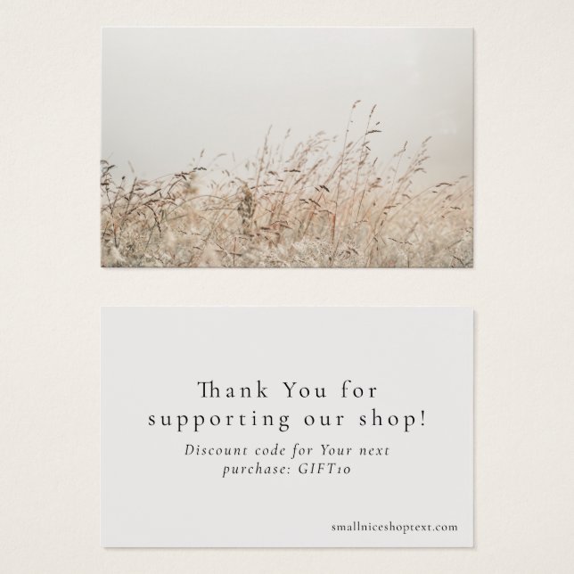 Minimal nature shop thank you card with discount (Front & Back)