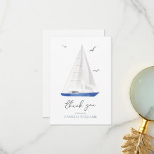 Minimal Nautical Sailboat Ahoy Boy's Thank You Card