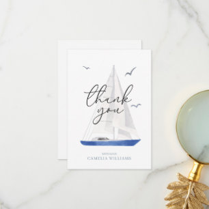 Minimal Nautical Sailboat Ahoy Boy's Thank You Card