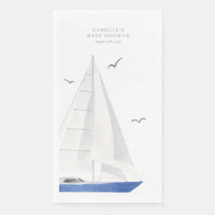Minimal Nautical Sailboat Baby Shower Ahoy Boy's Napkin