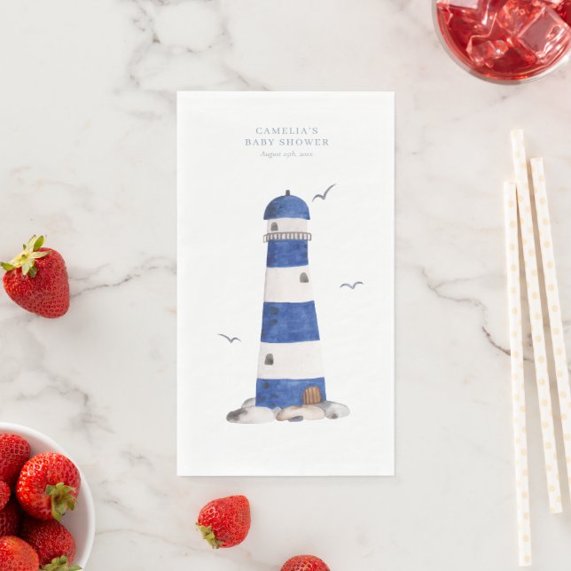 Minimal Nautical Sailboat Baby Shower Ahoy Boy's Napkin (Insitu)