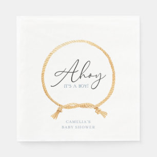 Minimal Nautical Sailboat Baby Shower Ahoy Boy's Napkin