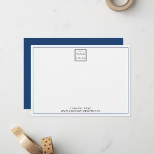 Minimal Navy Blue Business Logo Company Name 5x7 Card
