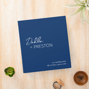 Minimal Navy Blue Modern Wedding Binder