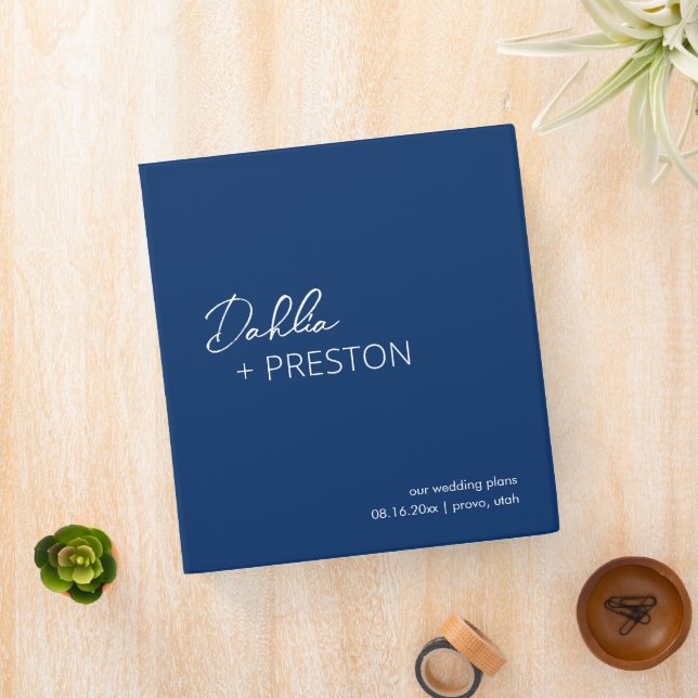Minimal Navy Blue Modern Wedding Binder (In Situ)