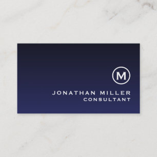 Minimal Navy Blue Monogram Business Card