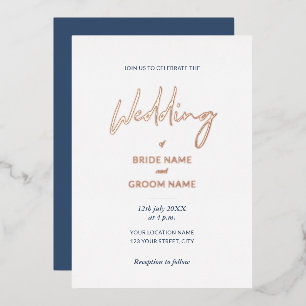 Minimal Navy Blue Script Wedding