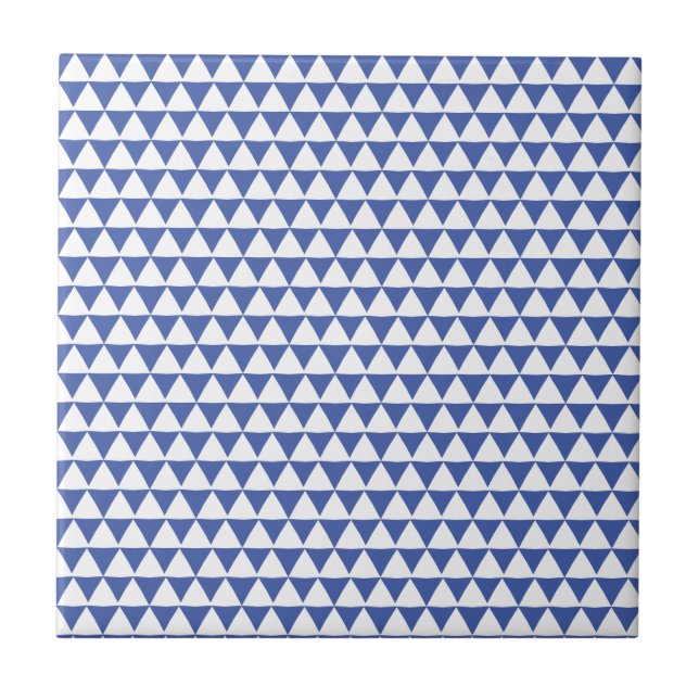 Minimal Navy BlueWhite Triangle Geometric Pattern  Tile (Front)