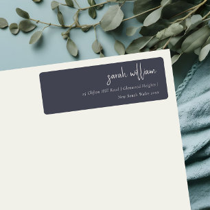 Minimal Navy Blush Black Script Typography Address