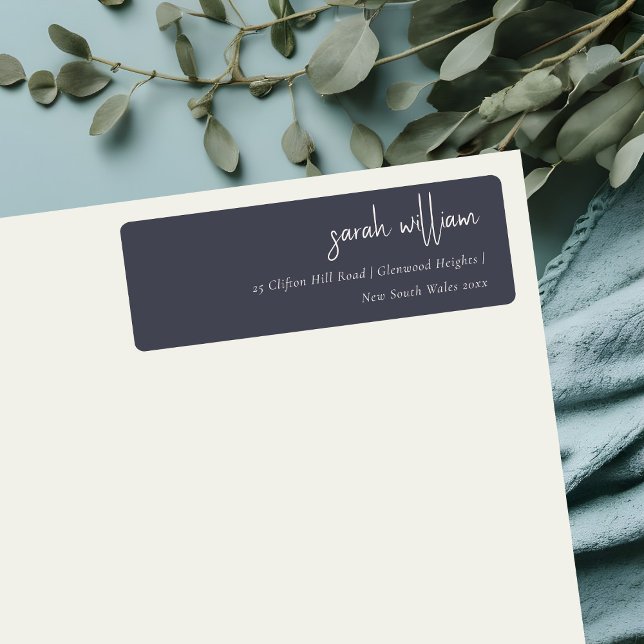 Minimal Navy Blush Black Script Typography Address (Creator Uploaded)