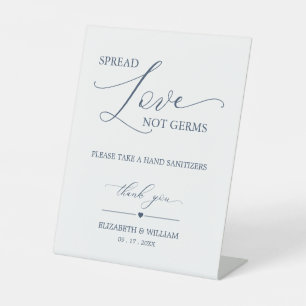Minimal Navy Calligraphy Spread Love Not Germs Pedestal Sign