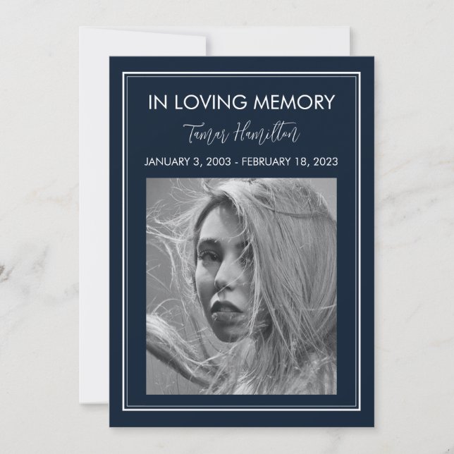 Minimal Navy White Border funeral program (Front)