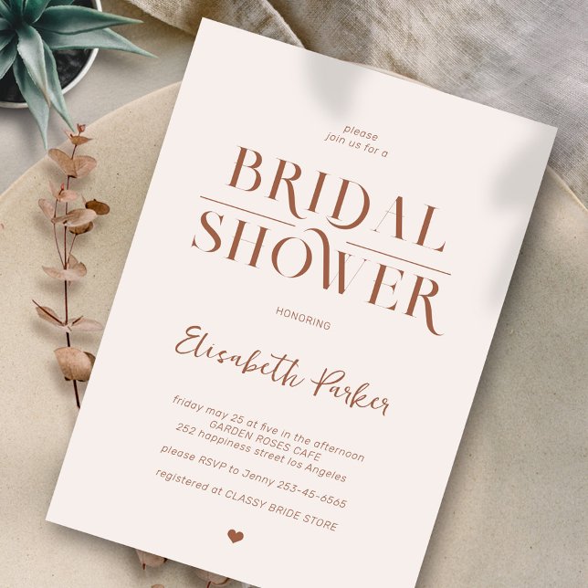 Minimal neutral boho modern bridal shower invitation (Creator Uploaded)