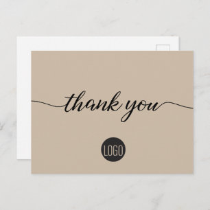 Minimal Neutral Business logo Custom Postcard