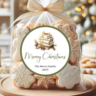 Minimal Neutral Christmas Family Name Sticker 