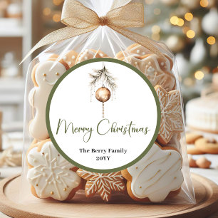 Minimal Neutral Christmas Family Name Sticker Seal