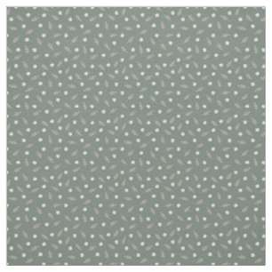 Minimal Neutral Floral White Daisies on Sage Green Fabric