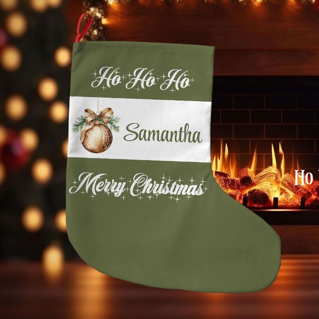 Minimal neutral Nordic tone personalized christmas Large Christmas Stocking (Minimal neutral Nordic tone personalized christmas stocking

)