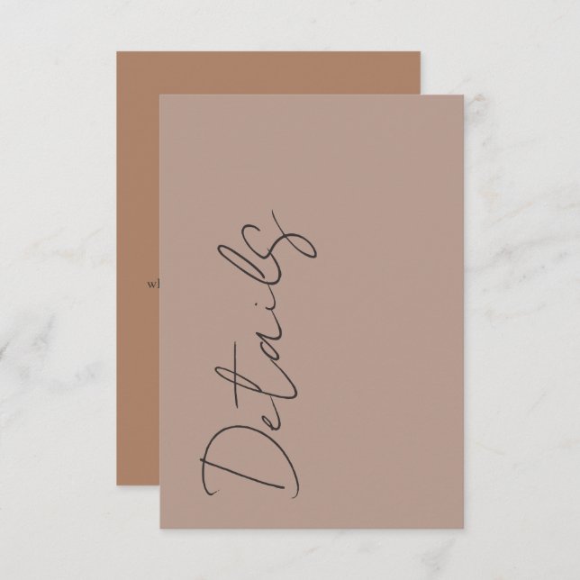 Minimal Neutral Typography Wedding Details Enclosure Card (Front/Back)
