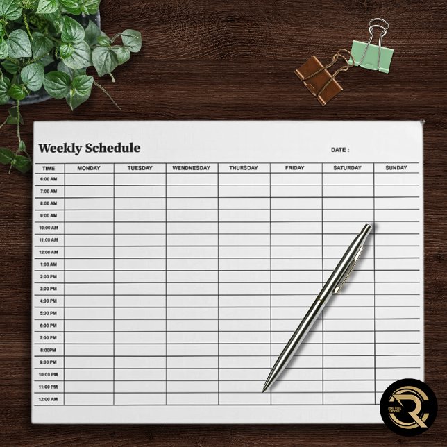 Minimal Neutral Weekly Schedule Notepad (Creator Uploaded)