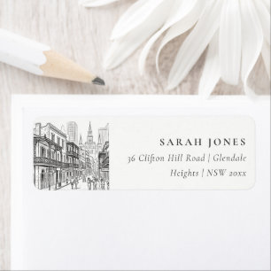 Minimal New Orleans Louisiana Sketch Address