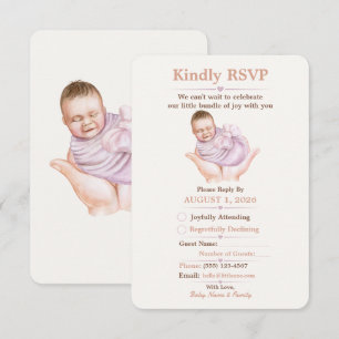 Minimal Newborn Welcome RSVP Card Editable