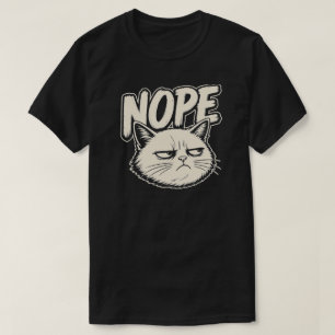 Minimal Nope Cat Mood Design T-Shirt