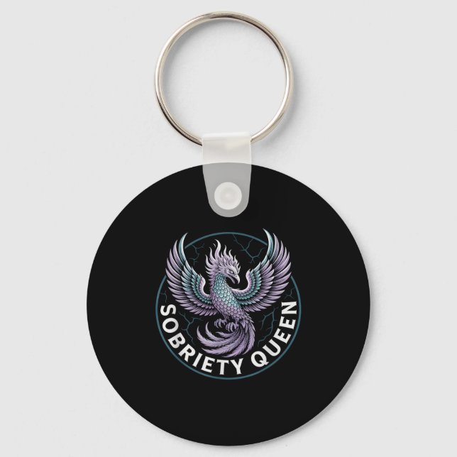 Minimal Normalize Sobriety Queen Sober Recovery Keychain (Front)