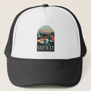 Minimal Norway Landscape Vintage Travel  Trucker Hat